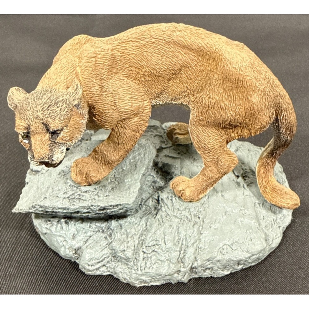 Franklin Mint Cougar Sculpture Wildlife Trust 1987 Tan Felis Concolor Figurine